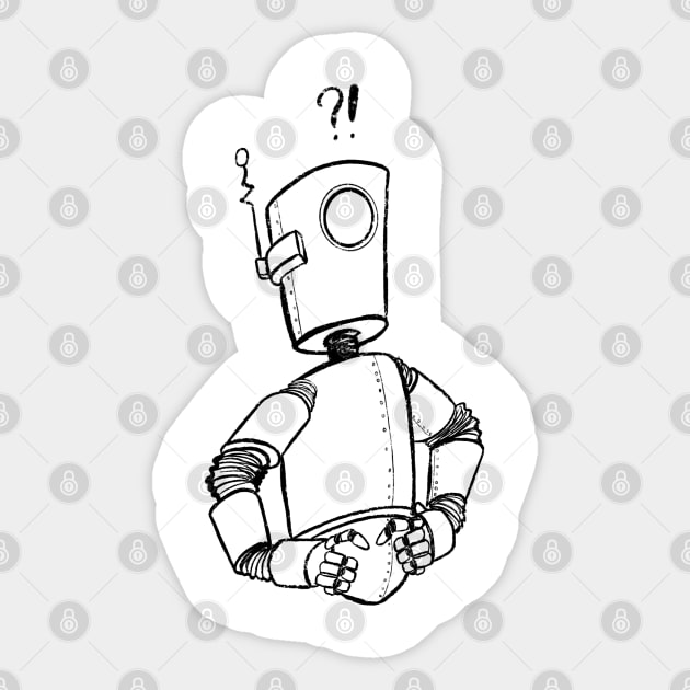 ExclamationRobotBlk Sticker by JayWillDraw